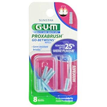 GUM Go-Betweens Proxabrush Refills Moderate [612] 8 Each (Pack of 6) (48 Refills)