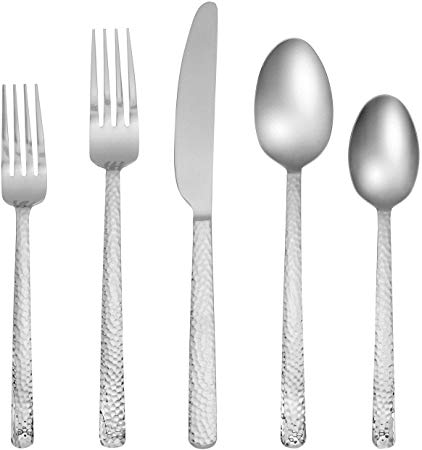 Cambridge Silversmiths Henrietta Hammered 20-Piece Flatware Silverware Set, Stainless Steel, Service for 4, Includes Forks/Spoons/Knives…