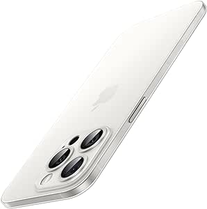 JETech Ultra Dünn (0,35mm Slim) Hülle für iPhone 15 Pro Max 6,7 Zoll, Kameraobjektivabdeckung, Leicht Matt Finish PP Hard Minimalistisch Hülle, Unterstützt Kabelloses Laden (Translucent)