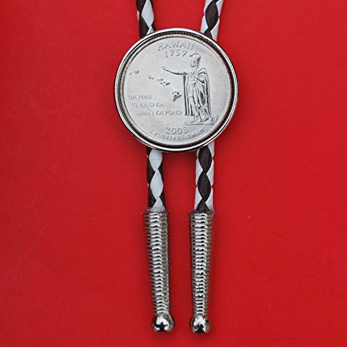 US 2008 Hawaii State Quarter BU Uncirculated Coin Simple Slide 36" Cord Bolo Tie NEW