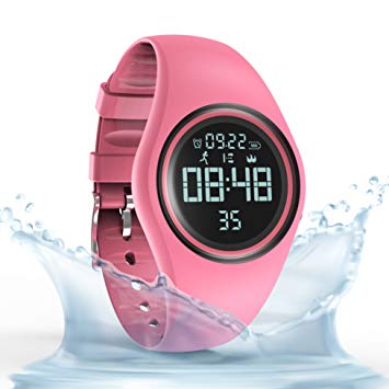 synwee Digital Pedometer Smart Watch, IP68 Waterproof Sport Wristwatch Fitness Tracker,with Step Distance Calorie Alarm Clock Timer,for Kid Children Teen Boys Girls
