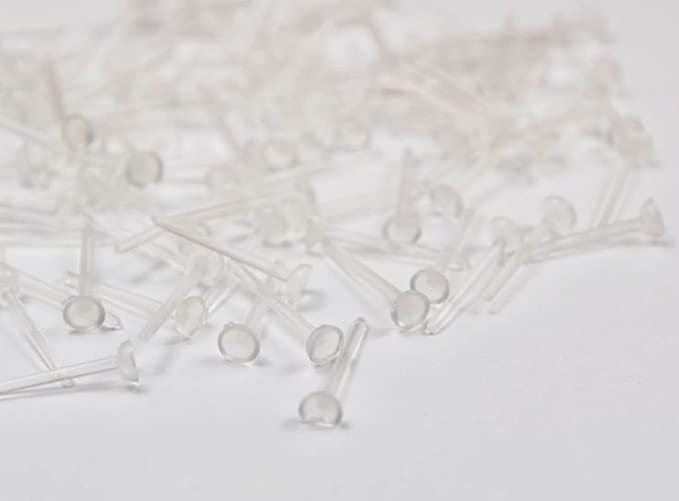 3mm Invisible Plastic Blank Earrings Pin Post Small Tiny Head Stud Back Findings Pad Nickel Free
