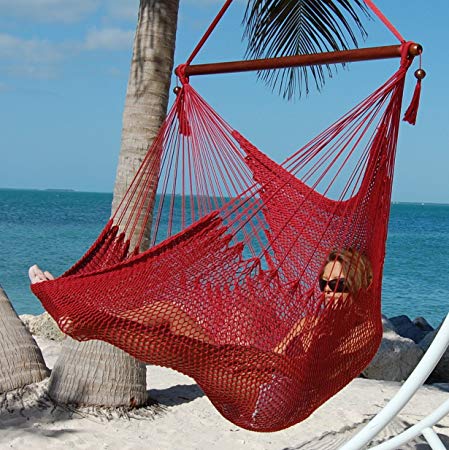 Caribbean Hammocks Large Chair - 48 Inch - Polyester - Hanging Chair - red