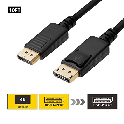 DP to DP Cable 10ft,SZCTKlink Gold Plated DisplayPort to DisplayPort (DP v1.2) Audio and Video Cable 4K Resolution Supportted-Male to Male C1005-01