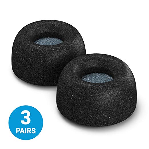 Comply Truly Wireless Pro Foam Tips for Jabra Elite 65t & Active 65t - Secure Fit Tips Made from Secure Fitting and Comfortable Memory Foam - Black, 3 Pairs, Medium with SweatGuard