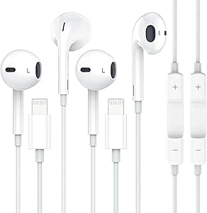 Apple Earbuds with Lightning Connector, 2Pack [Apple MFi Certified] iPhone Wired Earphones with Microphone Volume Control Music and Calling Headphones for iPhone 14/13/12/11/SE/X/XR/XS