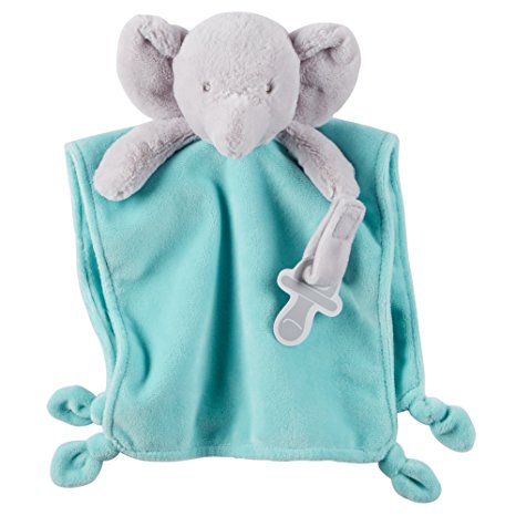 Carter's Cuddle Plush with Pacifier Loop Elephant, Blue