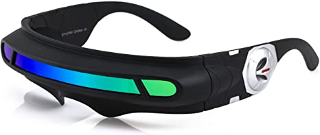 Futuristic Space Alien Costume Party Cyclops Shield Colored Mirror Mono Lens Wrap Sunglasses 147mm