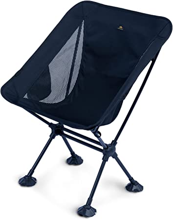 iClimb Ultralight Compact Camping Folding Beach Chair with Anti-Sinking Large Feet and Back Support Webbing (Black)