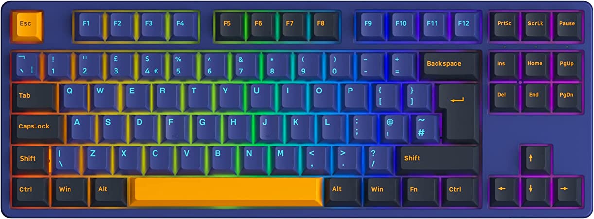 Akko 5087B Plus Horizon Mechanical Gaming Keyboard Multi Modes (BT5.0/2.4Ghz/Type C) Compact Keyboard with 5 Pin Hot Swappable, PBT Double Shot Cherry Keycaps, UK Layout Programmable Macros