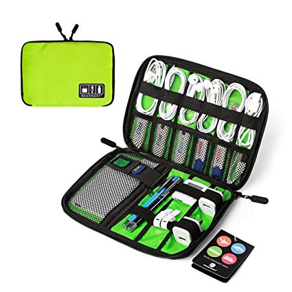 BAGSMART Slim Travel Cable Organizer Bag for Small Electronic Accessories, Light Green