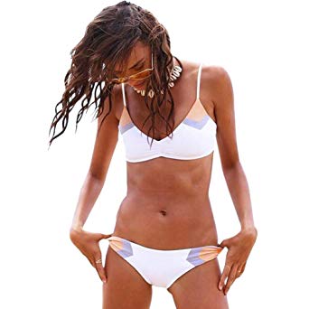 FANGUO Womens Bikini Set Splicing Swimsuit Casual Adjustable Strap Beachwear Padding Sexy