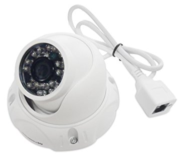 Microseven Outdoor with Build-in True POE IP Camera Plug & Play Power Over Ethernet 2.8MM (90° Wide Viewing Angle) 1.3MP Megapixel H.264 Real HD 960p Onvif Dome IP Network Security Surveillance CCTV Camera IP66 20M IR ICR Filter Infrared Night Vision P2P ALL NVR with ONVIF Compatible  Free Live Streaming on microseven.tv - M7D12POE-HOME