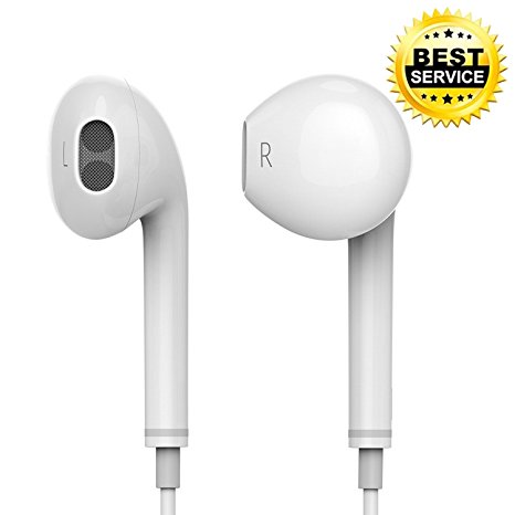Wired Earbuds, In Ear Earphones with Microphone Stereo Headphone for iPhone 6s 6 5s Se 5 5c 4s White (White)