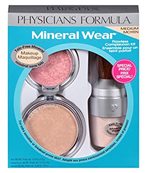 Physicians Formula Mineral Wear Flawless Complexion Kit, Medium Pressed Powder 0.3 oz, Matte Finishing Veil 0.58 Ounce and Pressed Blush: 0.19 oz.