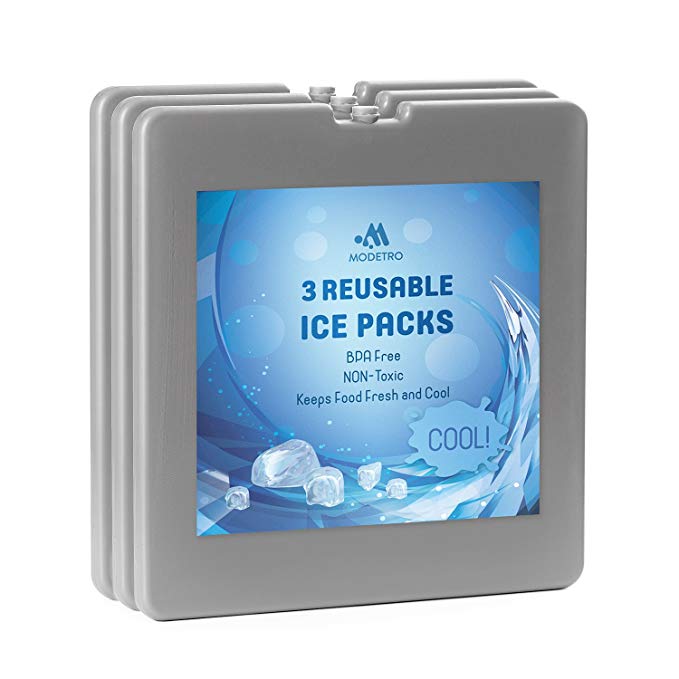 Modetro Ice Pack - Reusable Ice Pack for Coolers, Lunch Boxes, or Thermal Freeze Bags - BPA Free Lunchbox Heavy Duty Cold Pack - Re-Freezable Ultra Slim Long Lasting Ice Pack - Square - 19 cm per side