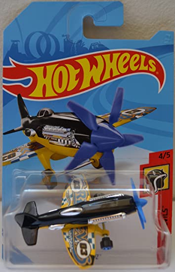 Hot Wheels 2018 50th Anniversary HW Daredevils Mad Propz (Airplane), Black and Yellow