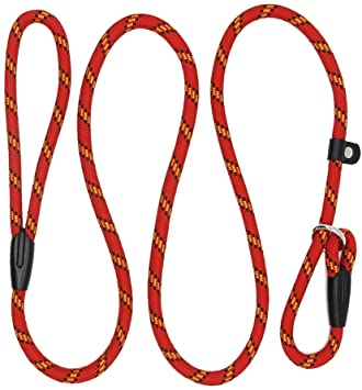 nuoshen Dog Slip Lead,125cm Extremely Durable Strong Dog Training Leash Rope Adjustable Pet Lead Leash for Dogs, Red