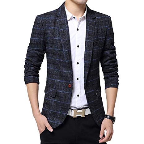 Men's Blazer Jacket Slim Fit One Button Sport Coat Notch Lapel Casual Business Solid Single Breasted Outwear