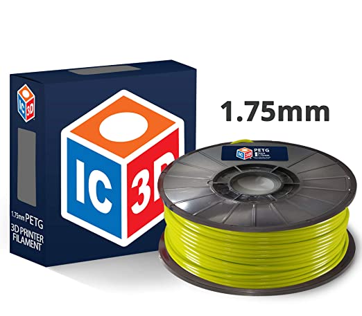 IC3D Green Bright 1.75mm PETG 3D Printer Filament - 1kg - Spool - Dimensional Accuracy  /- 0.05mm - Professional Grade 3D Printing Filament - Made in USA