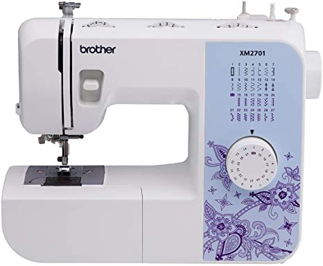 Brother XM2701 Lightweight, Full-Featured Sewing Machine with 27 Stitches, 1-Step Auto-Size Buttonholer, 6 Sewing Feet, and Instructional DVD XM2701 White