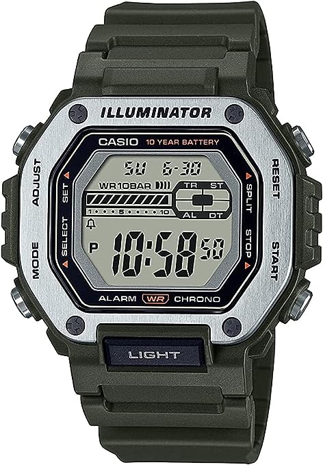 Casio LED Illuminator 10-Year Battery 1/100 Second Stop Watch | Daily Alarm Men's Watch MWD-110H-3AV