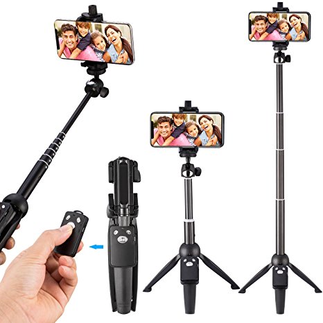 Eocean 40-inch Selfie Stick Tripod, Extendable Selfie Stick with Wireless Remote and Tripod Stand for iPhone 8/iPhone 8 Plus/X/iPhone 7/iPhone 7 Plus/Galaxy Note 8/S8/S8 Plus & More