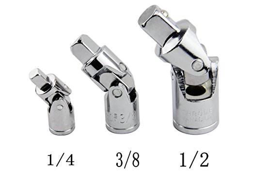 Leadrise® 3pc Swivel Universal Joint Air Impact Socket Set Sizes =1/2" -3/8" -1/4 Inch Drive