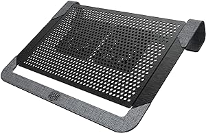 Cooler Master NotePal U2 PLUS V2 Base de Refrigeración para Portátil – 2 Ventiladores 80mm, Ligero, Estructura de Aluminio Negro con Fibra Poliéster Dacron