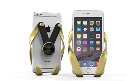 Car Cell Phone Holder, Universal Gravity Air Vent Mount Cradle for iPhone X / 8 / 8 Plus / 7 / 7 Plus / 6 / 6s Plus, Samsung Galaxy S5 / S6 / S7 / S8 Note, LG and more – Gold