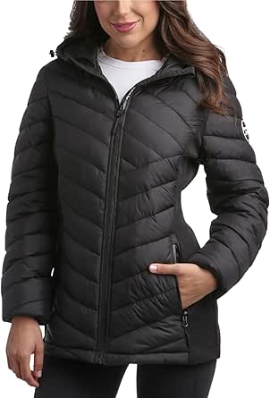 Reebok Women's Jacket - Lightweight Quilted Puffer Parka Coat with Flex Stretch Panels – Casual Jacket for Women (S-XL)