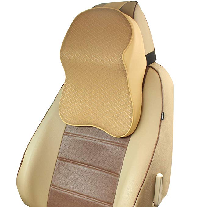 ZATOOTO Car Headrest Pillow - Memory Foam Car Neck Pillow Neck Support Pillow for Driving Travel Beige
