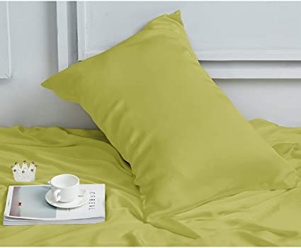 INSSL Silk Pillowcase for Women, Mulberry Silk Pillowcase for Hair and Skin and Stay Comfortable and Breathable During Sleep. (Avocado Green, 20"×30")