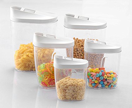 Prairie House Dry Food Storage Containers: 10-Piece Food Storage Containers   Whiteboard Stickers   Marker Set| Assorted Sizes & Slide-Back Lids | Leak Proof, Stackable, BPA-Free & Refrigerator Safe