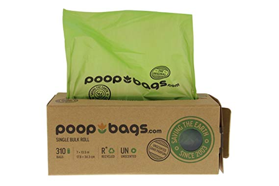 PoopBags Recycled 8" x 13" Single Bulk Roll Contains 310 Perforated Bags for Residential or Commercial Use