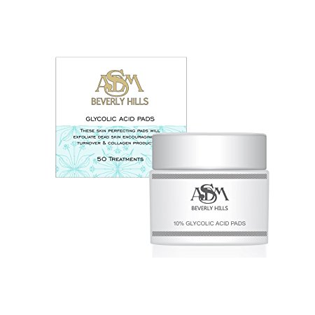 ASDM Beverly Hills 10% Glycolic Acid Pads, 50 Count