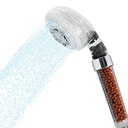 Hand Held Filtered Shower Head (Clear) - 7 Filter Spray Settings for a Full Spa Experience (Hose Not Included)