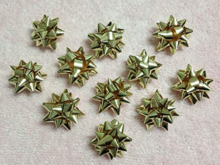 20pc 1" Metallic Mini Star Confetti Bows Christmas Gift Wrap Bows (Gold)