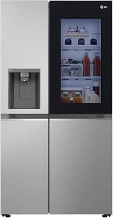 LG GSGV81PYLL Side by Side Kühlschrank, Klasse E, 635 L, Instaview, Multi-Door Kühlschrank mit Gefrierfach, Eis-, Crushed Ice- Wasserspender, Total NoFrost, Smart Inverter Kompressor, Wi-Fi