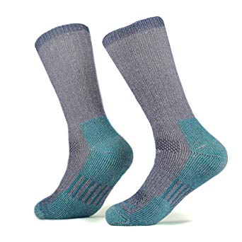 SOLAX Mens Women's Merino Wool Hiking Socks 2 Pairs Outdoor Trail Crew Socks