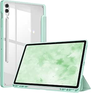 Fintie Hybrid Slim Case for Samsung Galaxy Tab S9 FE  Plus/Galaxy Tab S9  Plus 12.4 Inch 2023 with S Pen Holder, Shockproof Cover with Clear Transparent Back Shell, Auto Wake/Sleep, Green