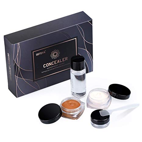 Tattoo Cover Up Makeup Waterproof Concealer Set, Professional Concealer Cream Kit to Covers Vitiligo/Birthmarks/Scar/Tattoos and other Skin Dark Spots