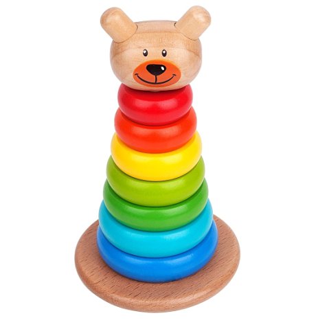 Rainbow Stacker Wooden Blocks Toddler Toy - Wooden Baby Toys Are The Best Educational Toys For Boys & Girls - Our Baby Building Blocks Ring Stacker Is The Perfect Toddler Wooden Puzzle & Stacker Toy