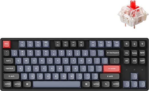 Keychron K8 Pro Wireless Custom Mechanical Keyboard, QMK/VIA Programmable Bluetooth/Wired Tenkeyless RGB Backlight with Hot-swappable Gateron G Pro Red Switch Compatible with Mac Windows Linux