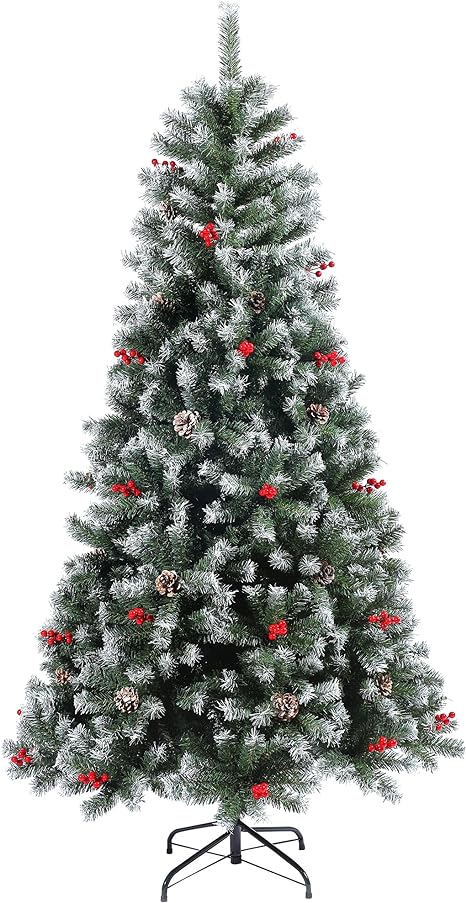 BHG Artificial Spruce Christmas Tree 5 ft, Classic Color Trees for Home, Office, Party Decoration, Easy Assembly - Green & White