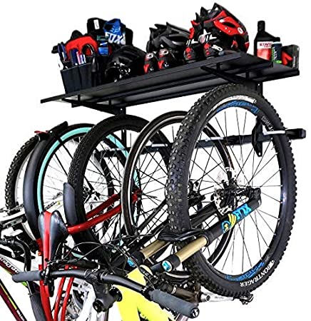 StoreYourBoard Omni Bike Rack and Storage Shelf, Holds 5 Bicycles, Garage Adjustable Bike Wall Mount