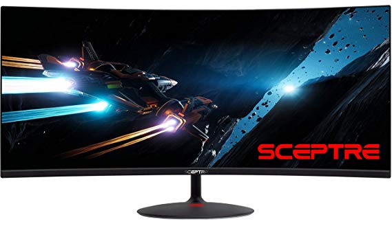 Sceptre 34" Curved Ultrawide 21:9 Gaming LED Monitor 2560x1080 Frameless HDMI DisplayPort up to 85Hz, Machine Black 2020