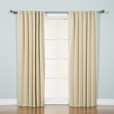 Best Home Fashion Thermal Insulated Blackout Curtains - Back Tab/ Rod Pocket - Beige - 52"W x 72"L - (Set of 2 Panels)