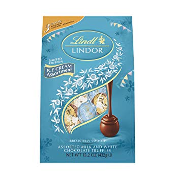 Lindt Lindor Ice Cream Themed Chocolate Truffles Bag, Assorted (Butter Pecan, Fudge Swirl & Stracciatella), 15.2 Oz