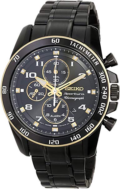 Seiko Men's SNAF34 Analog Display Japanese Quartz Black Watch